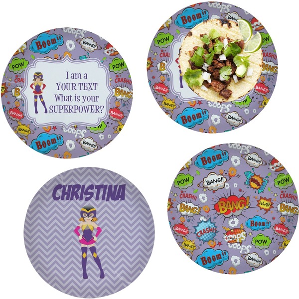 Custom What is your Superpower Set of 4 Glass Lunch / Dinner Plate 10" (Personalized)