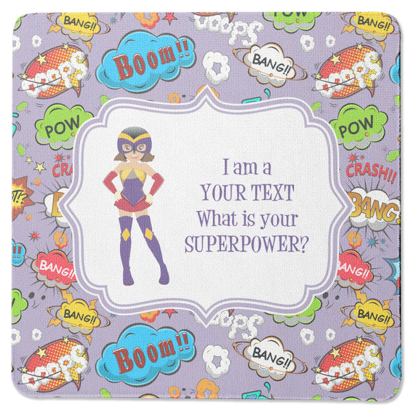Custom What is your Superpower Square Rubber Backed Coaster (Personalized)