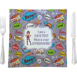 What is your Superpower 9.5" Glass Square Lunch / Dinner Plate- Single or Set of 4 (Personalized)