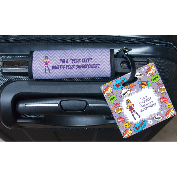 What is your Superpower Square Luggage Tag & Handle Wrap - In Context
