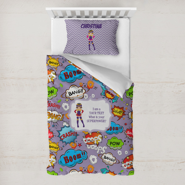 Custom What is your Superpower Toddler Bedding w/ Name or Text