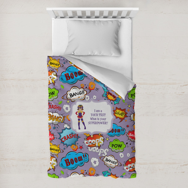 Custom What is your Superpower Toddler Duvet Cover w/ Name or Text