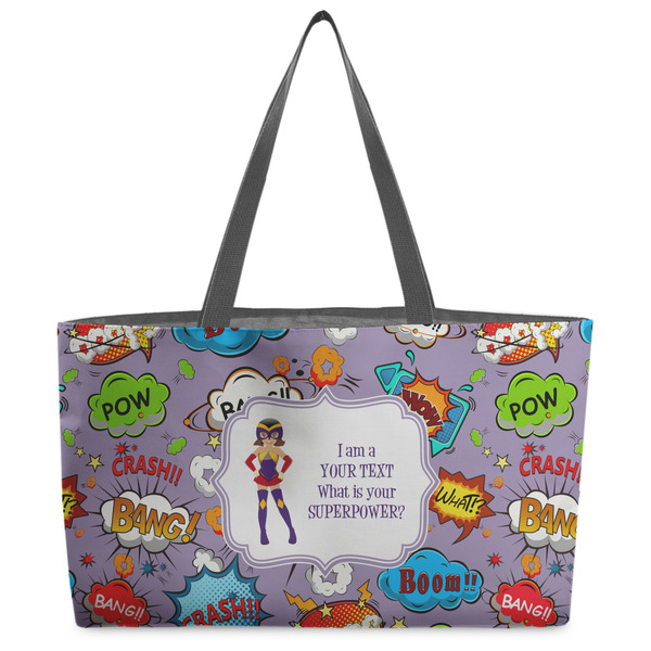 Custom What is your Superpower Beach Totes Bag - w/ Black Handles (Personalized)
