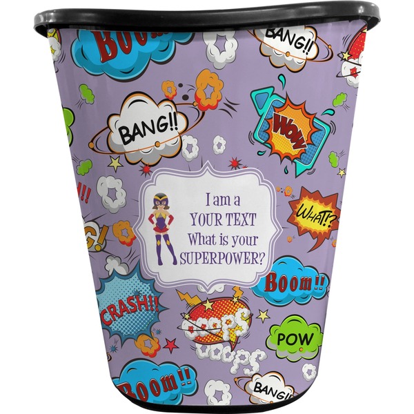 Custom What is your Superpower Waste Basket - Single Sided (Black) (Personalized)