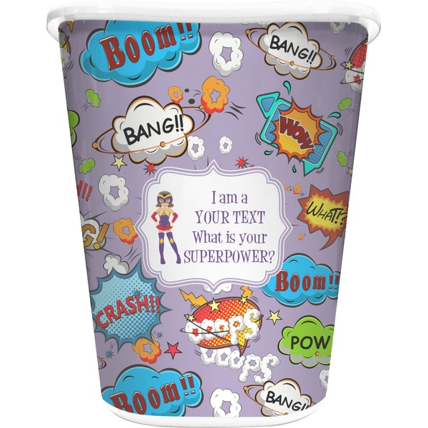 Custom What is your Superpower Waste Basket - Double Sided (White) (Personalized)