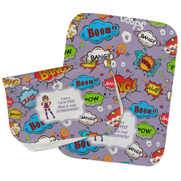 Custom What is your Superpower Burp Cloths - Fleece - Set of 2 w/ Name or Text