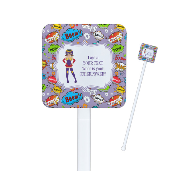 Custom What is your Superpower Square Plastic Stir Sticks - Double Sided (Personalized)