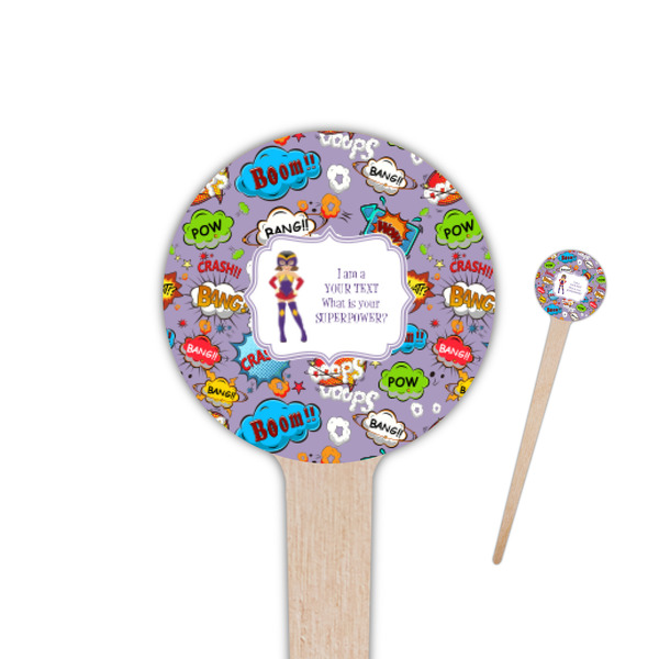 Custom What is your Superpower 4" Round Wooden Food Picks - Single Sided (Personalized)