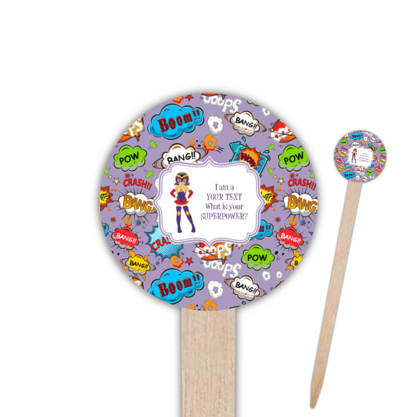 Custom What is your Superpower 6" Round Wooden Food Picks - Double Sided (Personalized)