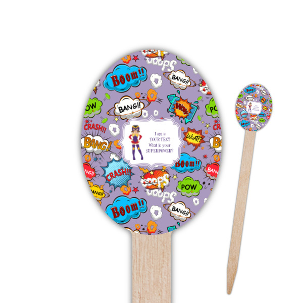 Custom What is your Superpower Oval Wooden Food Picks - Double Sided (Personalized)