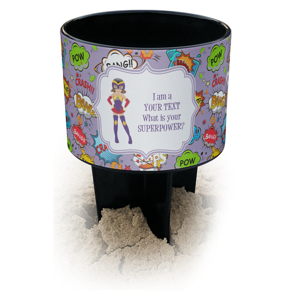 Custom What is your Superpower Black Beach Spiker Drink Holder (Personalized)