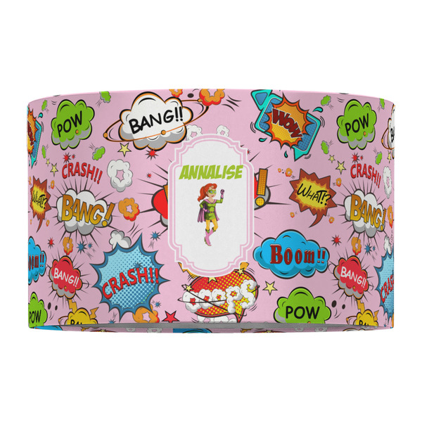 Woman Superhero 12" Drum Lampshade - FRONT (Fabric)