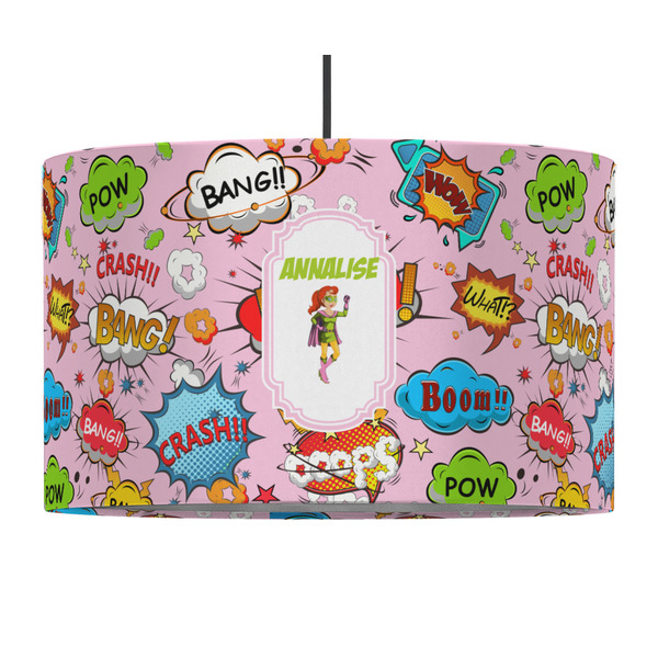 Woman Superhero 12" Drum Lampshade - PENDANT (Fabric)