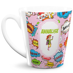 Woman Superhero 12 Oz Latte Mug (Personalized)