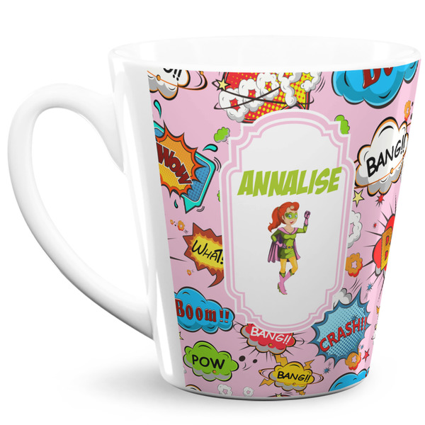 Custom Woman Superhero 12 Oz Latte Mug (Personalized)