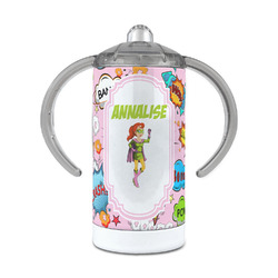 Woman Superhero 12 oz Stainless Steel Sippy Cup (Personalized)