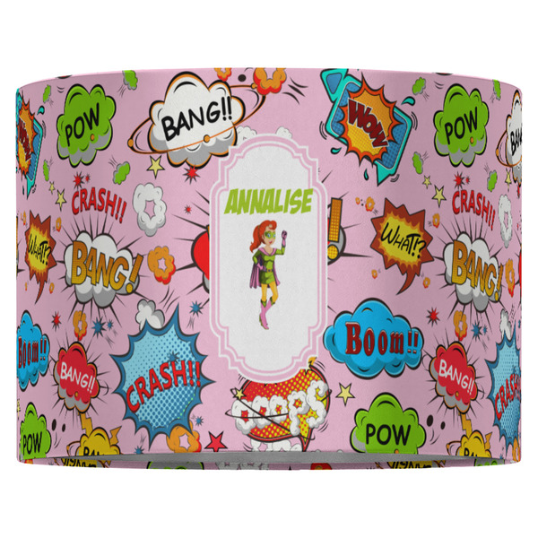 Woman Superhero 16" Drum Lampshade - FRONT (Fabric)