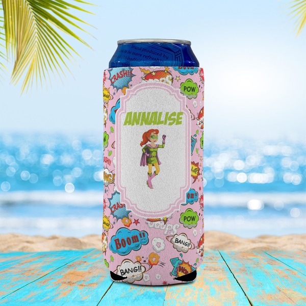 Woman Superhero 16oz Can Sleeve - LIFESTYLE