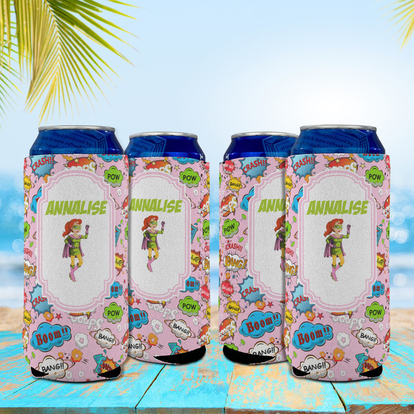 Woman Superhero 16oz Can Sleeve - Set of 4 - LIFESTYLE