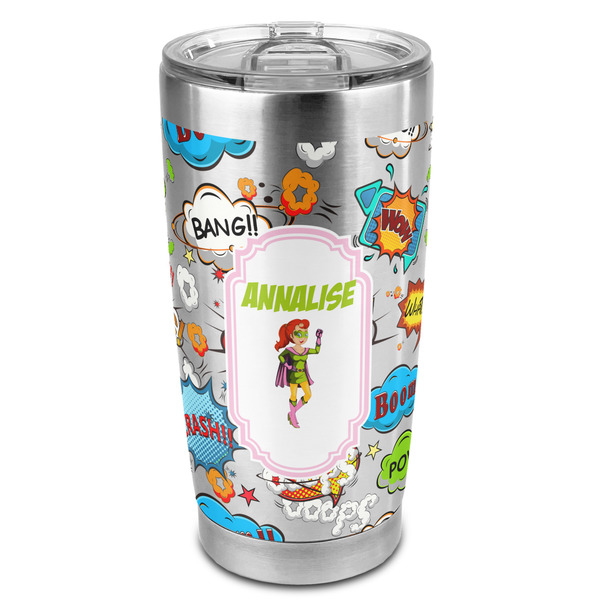 Custom Woman Superhero 20oz Stainless Steel Double Wall Tumbler - Full Print (Personalized)
