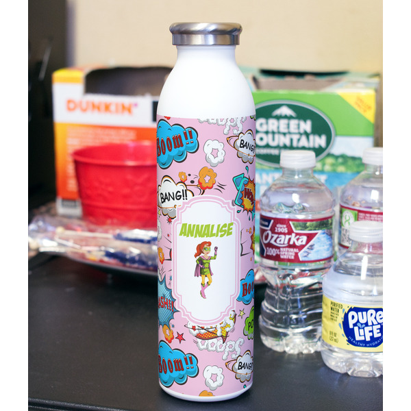 Woman Superhero 20oz Water Bottles - Full Print - In Context