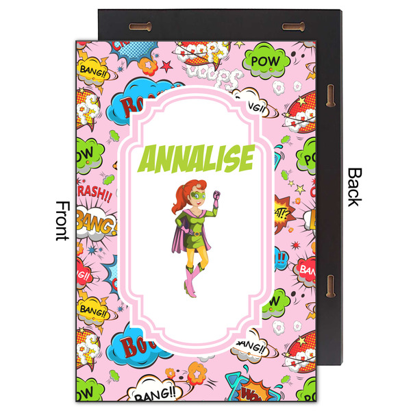 Woman Superhero 20x30 Wood Print - Front & Back View