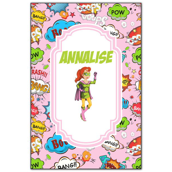 Custom Woman Superhero Wood Print - 20x30 (Personalized)