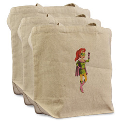 Woman Superhero Reusable Cotton Grocery Bags - Set of 3