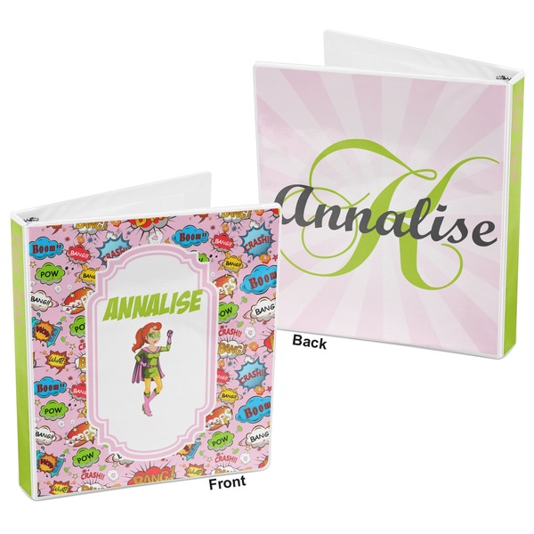 Woman Superhero 3-Ring Binder Front and Back