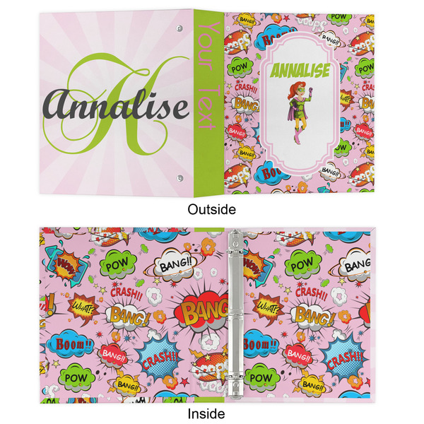 Woman Superhero 3 Ring Binders - Full Wrap - 1" - APPROVAL