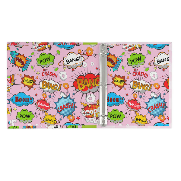 Woman Superhero 3 Ring Binders - Full Wrap - 1" - OPEN INSIDE