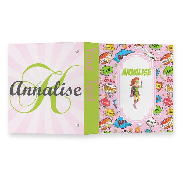 Woman Superhero 3 Ring Binders - Full Wrap - 1" - OPEN OUTSIDE