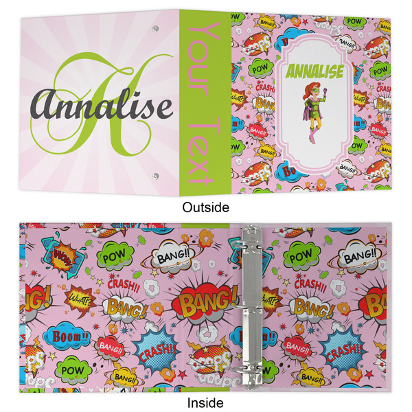 Woman Superhero 3 Ring Binders - Full Wrap - 2" - APPROVAL