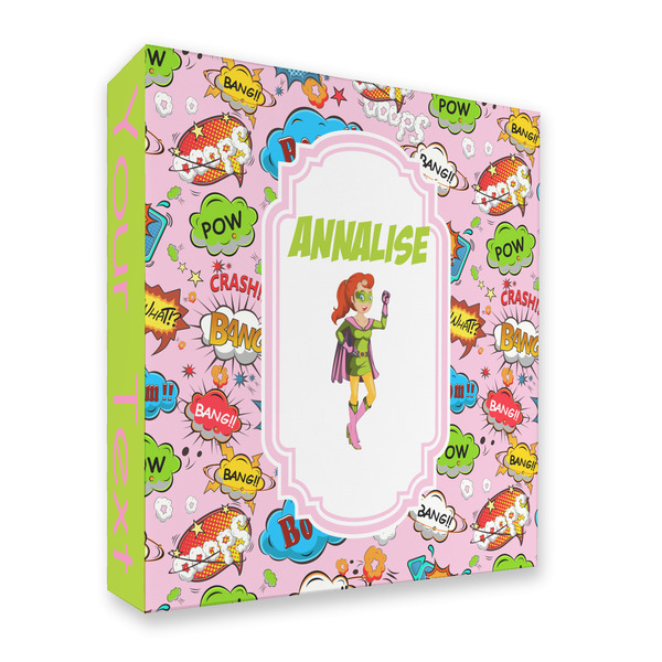 Woman Superhero 3 Ring Binders - Full Wrap - 2" - FRONT