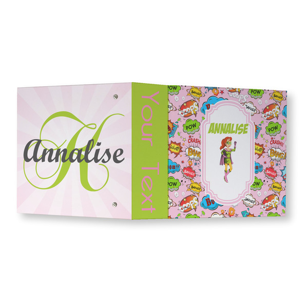 Woman Superhero 3 Ring Binders - Full Wrap - 3" - OPEN OUTSIDE