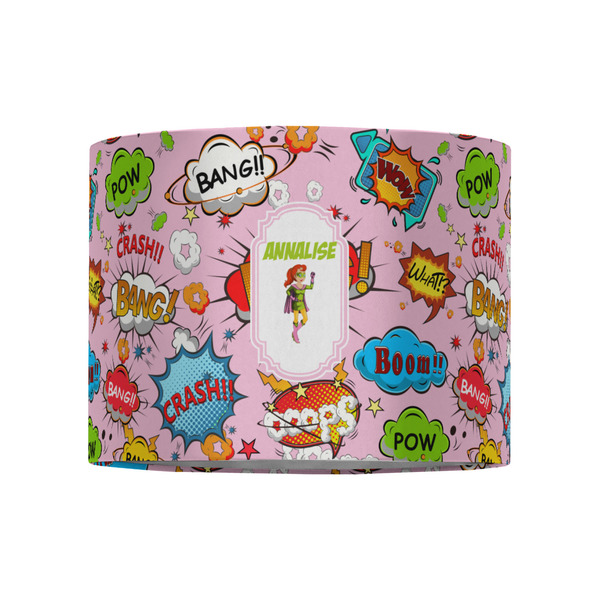 Woman Superhero 8" Drum Lampshade - FRONT (Fabric)