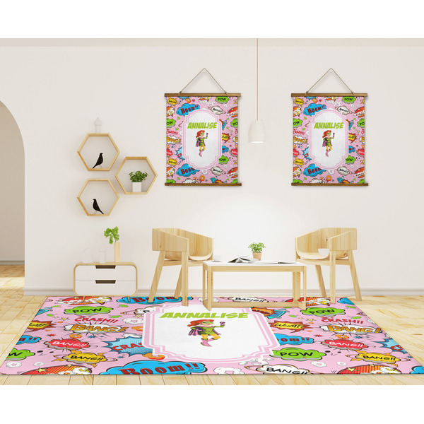 Woman Superhero 8'x10' Indoor Area Rugs - IN CONTEXT