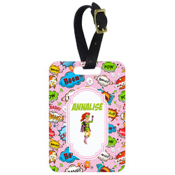 Woman Superhero Metal Luggage Tag w/ Name or Text