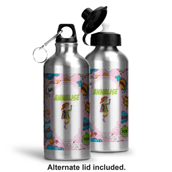 Woman Superhero Aluminum Water Bottle - Alternate lid options