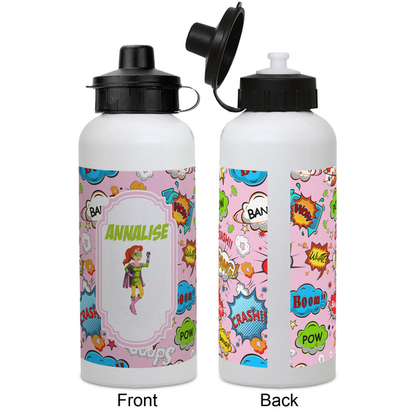 Woman Superhero Aluminum Water Bottle - White APPROVAL