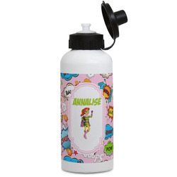 Woman Superhero Water Bottles - Aluminum - 20 oz - White (Personalized)