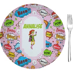 Woman Superhero Glass Appetizer / Dessert Plate 8" (Personalized)
