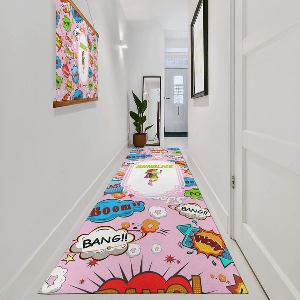 Woman Superhero Area Rug Sizes - In Context (vertical)