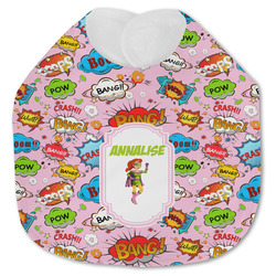 Woman Superhero Jersey Knit Baby Bib w/ Name or Text