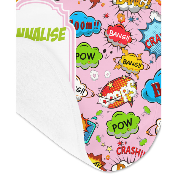 Woman Superhero Baby Bib - AFT detail