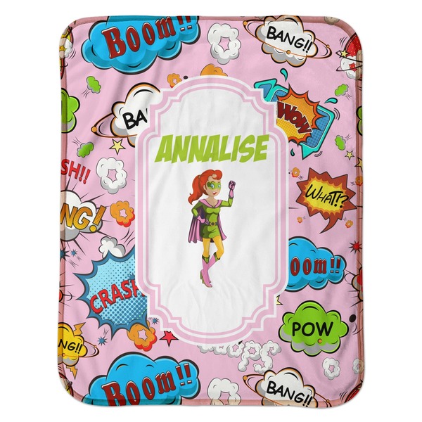 Woman Superhero Baby Sherpa Blanket - Flat