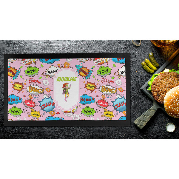 Woman Superhero Bar Mat - Small - LIFESTYLE