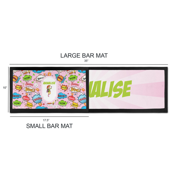 Woman Superhero Bar Mats - Sizing Chart