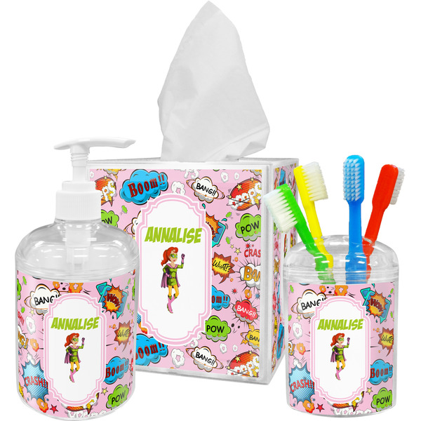 Woman Superhero Bathroom Accessories Set (Personalized)