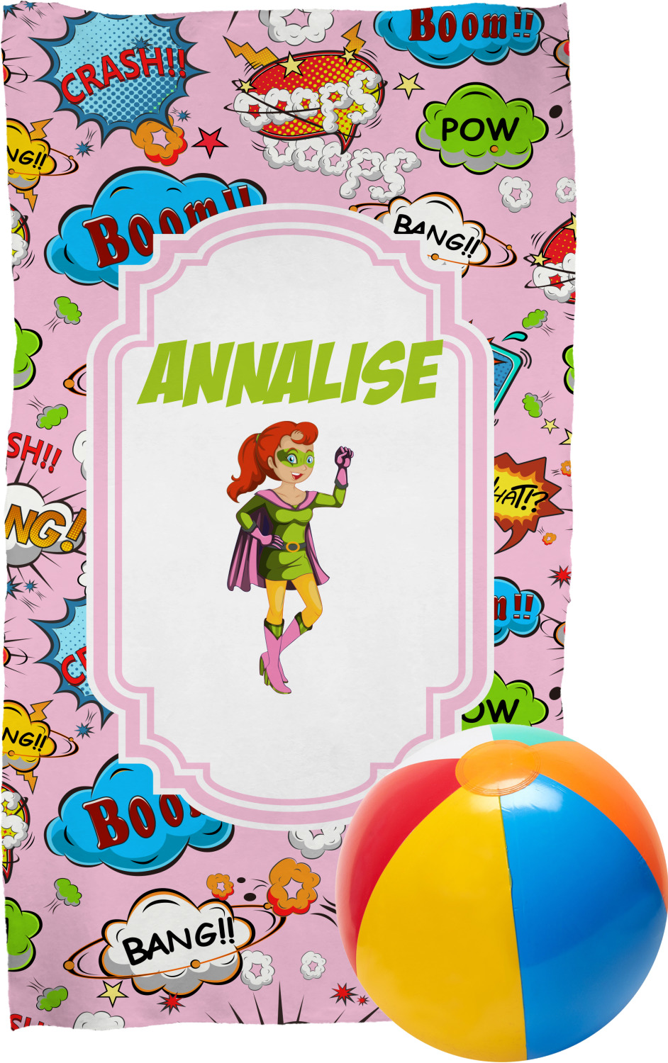 Woman Superhero Beach Towel (Personalized) YouCustomizeIt